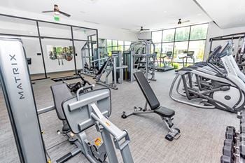 Fitness center with strength training and cardio machines